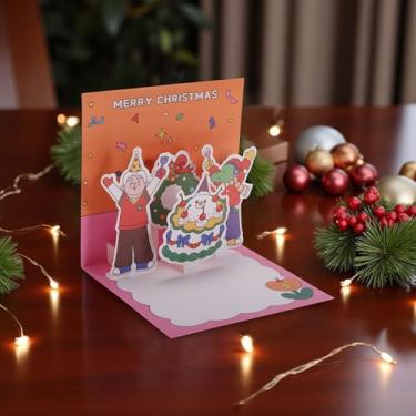 Imagem de 1 conjunto de cartão de felicitações de Natal comida de Natal com papel envelope multicolorido 12 x 12 cm