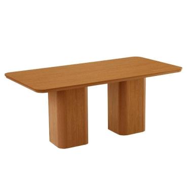 Imagem de Mesa De Jantar Eloise 180cm Tampo Mdf Canto Copo Moderna Mob Naturalle