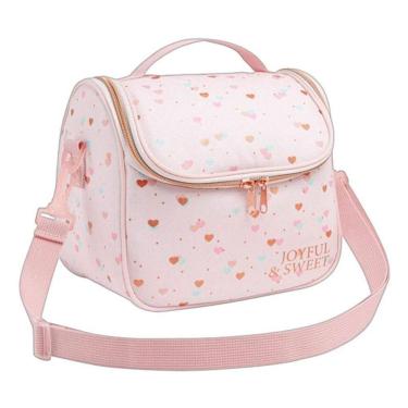 Imagem de Lancheira Tiracolo Escolar Académie Coração Metalizado 9032 Rosa - Tilibra