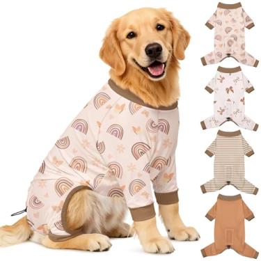 Imagem de Bienbee Pijamas para cães, 4 peças, pijamas macios e elásticos para cães, fantasia para cães pequenos, médios e grandes, meninos e meninas (conjunto marrom) - 2GG