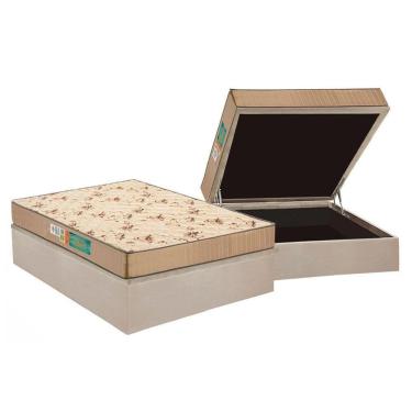 Imagem de Cama Box Baú Casal: Colchão Espuma D33 Polar Pérola + Base Crc Suede Clean(138X188)