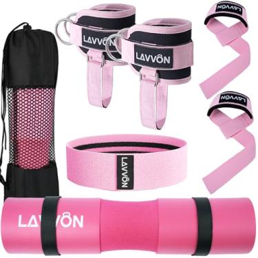 Imagem de Conjunto de 7 peças de barra para impulso no quadril - almofada de agachamento, almofada de barra de espuma de treino para levantamento de peso, acessórios de academia para mulheres com barra ruim