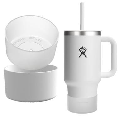 Imagem de OAWEEN 2 peças de bota de silicone para copo de viagem Hydro Flask 1,134 g 947 g capa protetora anti-arranhões para garrafa Hydroflask diâmetro inferior de 7 cm a 8,15 cm capa transparente