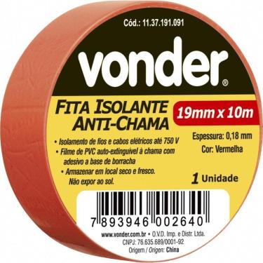 Imagem de Fita Isolante Pvc 19mmx10m Vermelha Anti Chama Peça Vonder