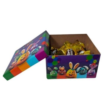 Imagem de Caixa Quadrada Com Tampa Páscoa Divertidamente P 14cm X 14cm
