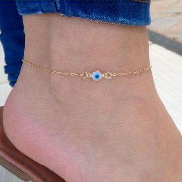Imagem de Tornozeleira Olho Grego Delicadinha Banhada A Ouro