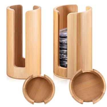 Imagem de Suclain Pacote com 2 organizadores de tampa de vidro (boca larga e boca normal) Suporte de armazenamento vertical de bambu, acessórios para organização de cozinha doméstica e tampas de copo