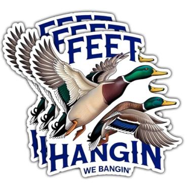 Imagem de 3 peças adesivos de caça de pato pés pendurados We Bangin' vinil, adesivos de humor de caça aquática cortados à prova d'água para laptop, caminhão, refrigerador, estojo de arma, capacete