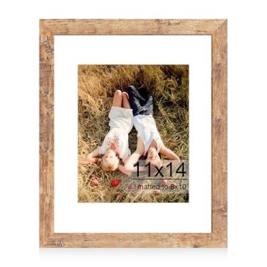 Imagem de iRahmen Moldura de 28 x 35 cm com vidro temperado HD, exiba imagens 20 x 25 com tapete ou 28 x 35 sem tapete, moldura de madeira para mesa e parede (marrom rústico, 1 pacote)