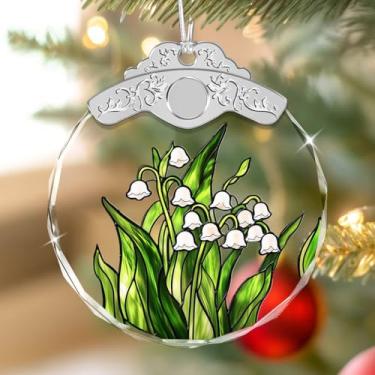 Imagem de Giftelix Enfeite de vitral – Enfeites de Natal de Lírio do Vale – Decoração de Natal – Enfeites para árvore de Natal – Presentes de Natal – Ideias para troca de presentes – Decoração para pendurar no