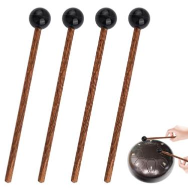 Imagem de 4 peças de martelo para tambor de língua/martelo de percussão de borracha de madeira, percussão de martelo de xilofone de borracha, palitos Glockenspiel para bastão de sino, martelo de tambor de