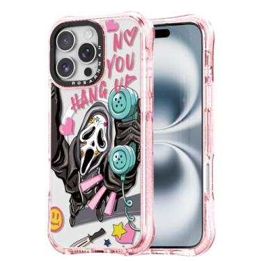 Imagem de Rosarnnah Capa fofa para iPhone 16 Pro Max - Compatível com Magsafe - Capa de telefone à prova de choque com proteção contra quedas de grau militar de 6 m - Design engraçado de esqueleto (17,5 cm