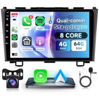 Imagem de 8 Core 4G + 64G para Honda CRV 2007 2008 2009 2010 2011, Qual-comm Snapdragon Chip, Wireless Carplay Android Auto, 22.9 cm IPS Touchscreen Radio para CRV, Bluetooth GPS WiFi, SWC, câmera de backup FM