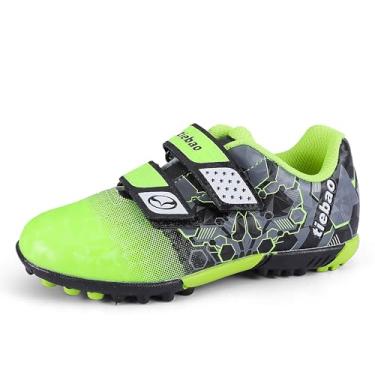 Imagem de MiFeloo Chuteira de futebol infantil TF para ambientes internos para meninos e meninas, Verde/preto, 14