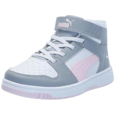 Imagem de PUMA Tênis infantil Rebound Layup Mid Hook and Loop, Puma Branco-cinza Fog-Whisp of Pink, 13.5 Little Kid