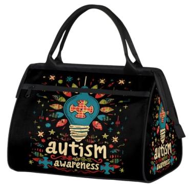 Imagem de Bolsa pequena para o fim de semana para mulheres e homens, design de autismo, bolsa de viagem dobrável, Cor: 1, 15.2*8.3*11.6 inch, Moderno