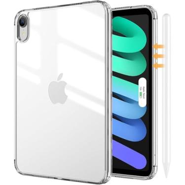 Imagem de Capa transparente para iPad mini (A17 Pro, modelo 2024, 7ª geração) / mini 6 (modelo 2021, 6ª geração) [não amarela][proteção de grau militar de 3,5 m] Capa transparente protetora antiarranhões