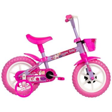 Imagem de Bicicleta Infantil Aro 12 TK3 Track Arco Íris Lilás e Rosa com Rodinhas-Feminino