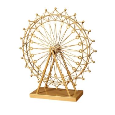 Imagem de Fenteer Roda dourada decorativa de metal para mesa, peça de arte em ferro, giratória, ideal para escritório, de entrada, prateleira ou decoração, Style C