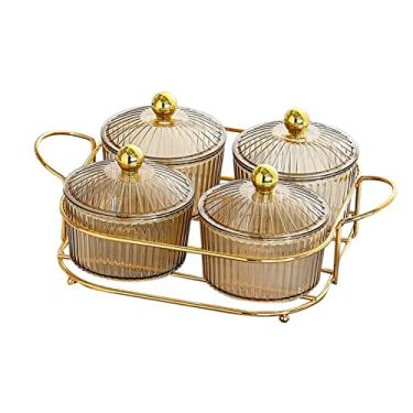 Imagem de Food Storage Preserved Tray with Holder Multi Use with Lid Condiment Tray Serving Container Decorations Dried Fruit Salad Plate for, Clear 3 Bowls/822(Brown 4 Bowls)