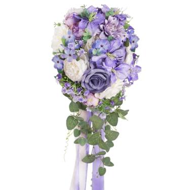 Imagem de Buquês de orquídeas de borboleta rosa roxa empoeirada para noiva, casamento, lavanda, branco, cascata, flor de seda artificial, cerimônia, decoração de aniversário, primavera, verão, outono, inverno