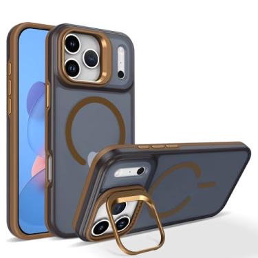 Imagem de Capa de luxo fosca transparente com suporte, resistente a impactos e com ímã, para iPhone 17, 16, 15, 14 Plus, 13, 12 Pro Max, 17 Air e 16e (para iPhone 16e/Marrom)