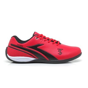 Imagem de THOWS Chuteira Masculina Futsal, Material Sintético e Têxtil, Acolchoada, Resistente, Casual Esportivo, Adulto (Vermelho, BR, Adulto, Numérico, 43)