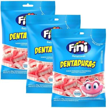 Imagem de 3 Packs De Balas De Gelatina Dentaduras 90g - Fini