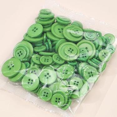 Imagem de 1 saco de botões de costura redondos planos mistos 4 furos botões de resina para camisa, roupas, casacos, casacos, jaqueta, jeans, saias, artesanato de costura, decoração DIY, verde limão, 11,5 ~ 25,5