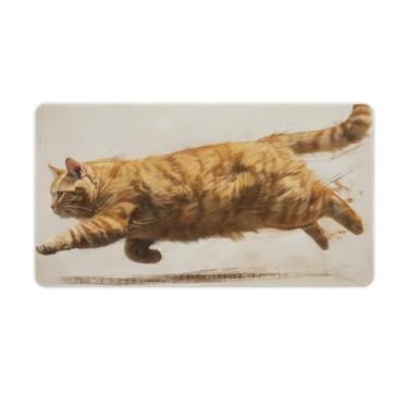 Imagem de FoRes Tapete de mouse grande para corrida gato laranja base de borracha antiderrapante tapete de mesa laptop acessórios de computador suprimentos bloco de escrita para escritório, casa, 40 x 75 cm,