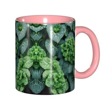 Imagem de Zeraoke Canecas de café criativas com impressão de suculentas verdes, personalizadas, presente para a família, tamanho de 325 ml, unissex