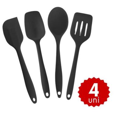 Imagem de Kit Utensílios de Silicone Cozinha Colher Concha Espátula 28,5cm - SQ 