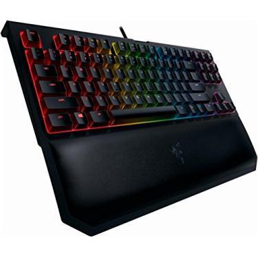 Imagem de Teclado mecânico Gamer, Razer, BlackWidow TE Chroma v2 TKL Tenkeyless para jogos: teclas amarelas, lineares e silenciosos, iluminação RGB Chroma, descanso magnético de pulso, macros programáveis, preto clássico