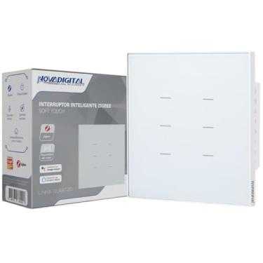 Imagem de Interruptor Inteligente Zigbee Novadigital 6 Teclas Botões Soft Touch Quartzo Compatível Com Tuya Smart Life Alexa Google 110V 220V Bivolt 4x4 Branco