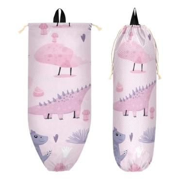 Imagem de xigua Suporte de parede de plástico de dinossauro fofo com cordão 1 pacote, organizador de sacolas de compras reutilizável para bolsas, meias, roupas íntimas e gravatas