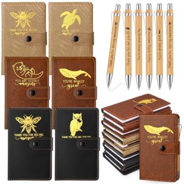 Imagem de Tenceur 30 conjuntos de presentes de agradecimento de funcionários animal trocadilho diário de couro bloco de notas inspirador A6 com caneta de bambu, presente de agradecimento de Natal para