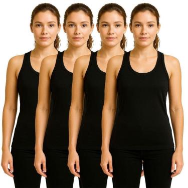 Imagem de Kit 4 Camisetas Regata Feminina Lisa Dry Academia Fit-Feminino