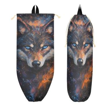 Imagem de xigua Suporte de parede para saco de plástico Wolf com cordão, 1 pacote, organizador de sacolas de supermercado reutilizável para bolsas, meias, roupas íntimas e gravatas