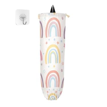 Imagem de xigua Suporte de parede colorido arco-íris para saco de plástico com cordão, pacote com 2, organizador de sacolas de compras reutilizáveis, decoração para bolsas, meias, roupas íntimas e gravatas