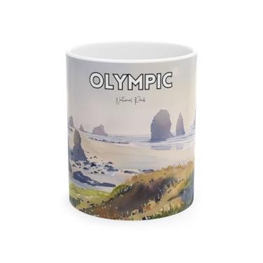 Imagem de Scacco Matto Caneca Parque Nacional Olímpico – Shi Shi Beach Aquarela Design Costeiro – Presente para Amantes da Natureza – Xícara de Café Cerâmica – 325 g