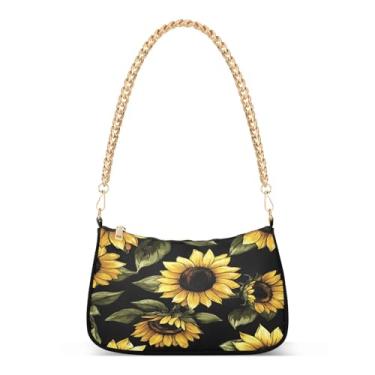 Imagem de CEBUGI Bolsas transversais femininas bolsa de ombro girassóis bolsa clutch elegante com alça de corrente