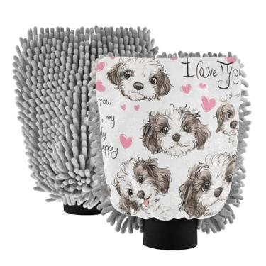 Imagem de STAYTOP Luvas fofas para lavagem de carro, 2 peças, luvas de microfibra de chenille, sem arranhões, panos de esponja de lavagem ultra absorventes para carros, limpeza doméstica - M