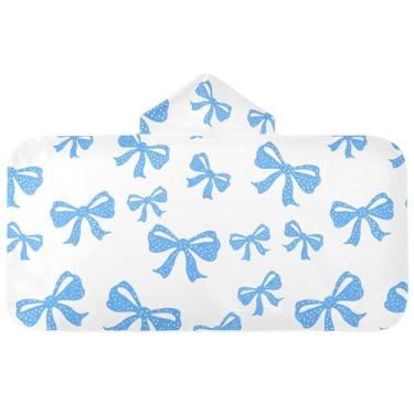 Imagem de Burbuja Toalha de banho com capuz de laço rosa para crianças, toalha de praia de pelúcia macia absorvente para chá de meninas e meninos 3-10 anos, 61 x 127 cm