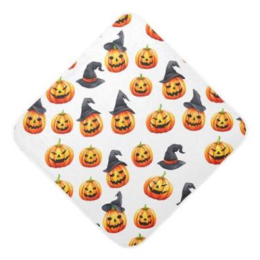 Imagem de Burbuja Toalha de banho de bebê Halloween Pumpkins - Toalha com capuz de musselina macia e absorvente para recém-nascidos, 76 x 76 cm