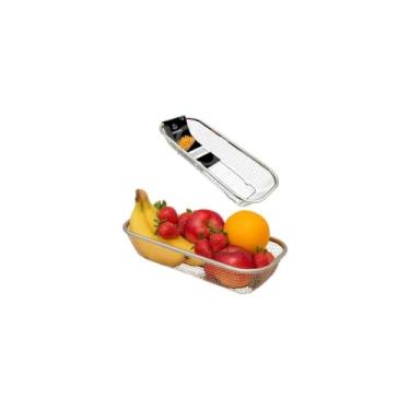 Imagem de Travessa Retangular Aramada em Aço Inox, 31x13x6cm, Design Moderno, para Servir Alimentos, Petiscos e Frutas