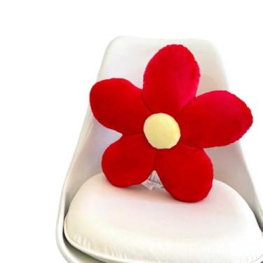 Imagem de Almofada Flor Margarida De Pelúcia Decoração sofá Quarto Sala 40x40cm(Vermelho)