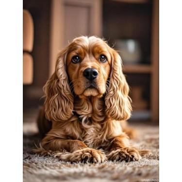 Imagem de UPABLUNSO Kits de pintura de arte de diamante faça você mesmo Cocker Spaniel americano ponto de diamante pontos de diamante 5D broca redonda completa pintura de pedras por diamantes para iniciantes