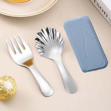Imagem de Colheres de servir, mini garfos e colheres, conjunto de garfo de colher de aço inoxidável, conjunto de talheres de cabo curto para bar, festa