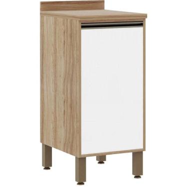 Imagem de Balcão Cozinha 40 Cm 1 Porta Branco Laca Mel Luciane Móveis