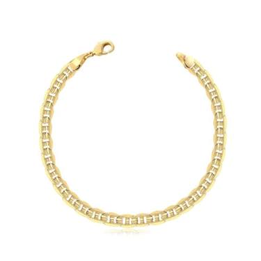 Imagem de Pulseira Groumet Masculina Elos Texturizados Folheada A Ouro